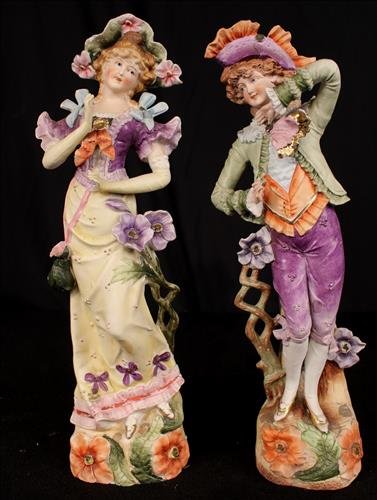 Set Hand painted French Bisque figurine, 17 in. T (1 of 3)
