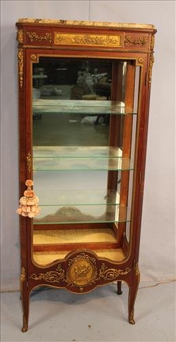 French mahogany curio with bronze plaques (1 of 6)
