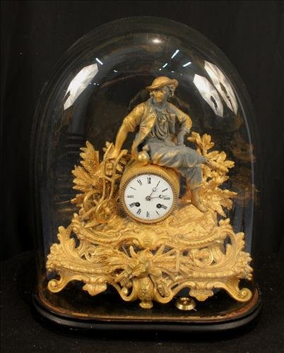 Gold gilded French clock in dome from Annandale (1 of 3)