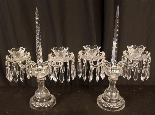 Pair signed Waterford candelabras (1 of 3)
