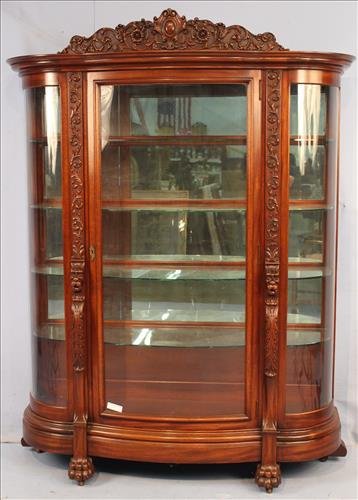 Ex. Large Mahogany curved glass china cabinet (1 of 4)