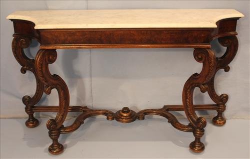 Mahogany Victorian server with white marble top (1 of 3)