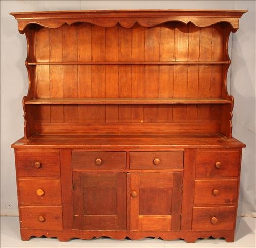 Very early pine hutch, 2 piece, 75 in. T, 73.5 in. W (1 of 3)