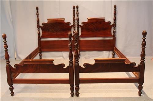 Pair mahogany standard twin size beds (1 of 5)