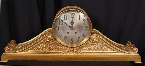 Very large brass mantle clock by Seth Thomas (1 of 2)