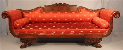 Empire mahogany sofa with acanthus carved arms (1 of 4)