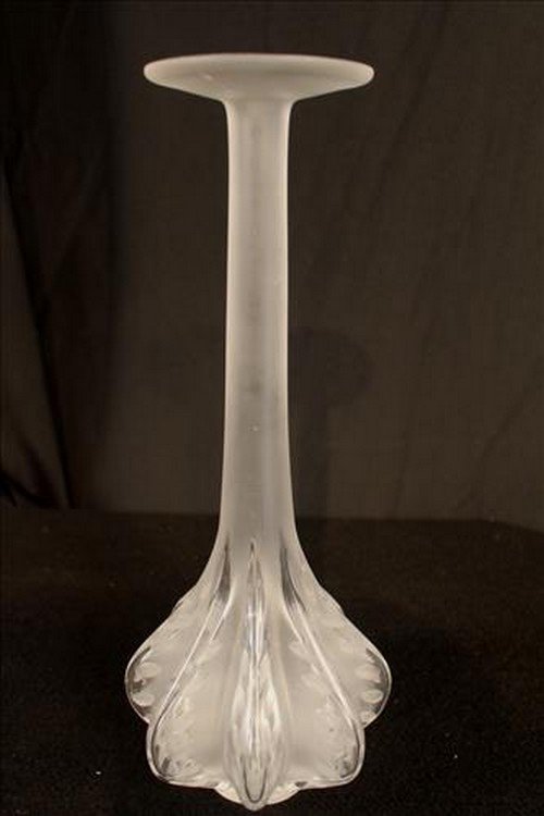 Lalique fluted vase, Paris, 13.5 in. T (1 of 2)
