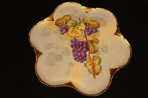 Hand painted Limoges bowl with grapes and gold paint (1 of 2)