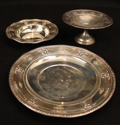 3pc Wallace sterling silver compote, 3 T, 6 W (1 of 1)