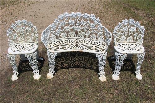 3 piece grape and grape leaves cast iron garden set (1 of 3)