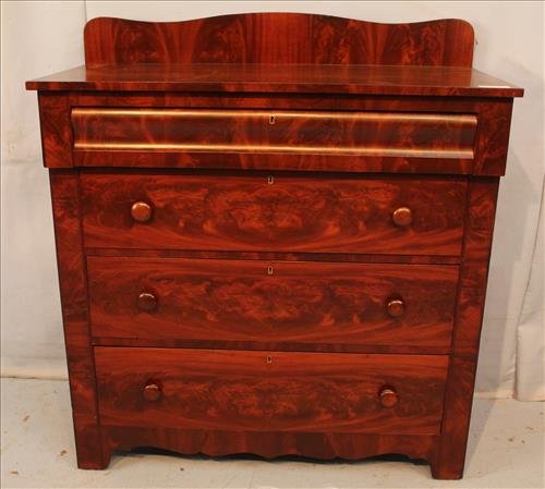 Mahogany Empire 4 drawer chest with backsplash (1 of 2)