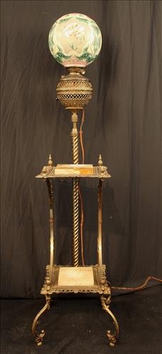 Victorian brass and onyx 2 tier piano lamp (1 of 5)
