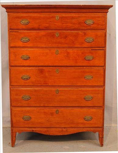 Period cherry 6 drawer high boy chest (1 of 4)