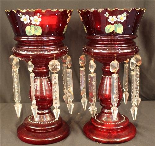 Pair ruby red mantle lusters with flowers (1 of 3)