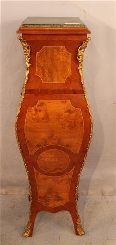 French pedestal with bronze accents and marble top (1 of 3)