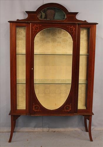 French mahogany inlay curio cabinet (1 of 3)