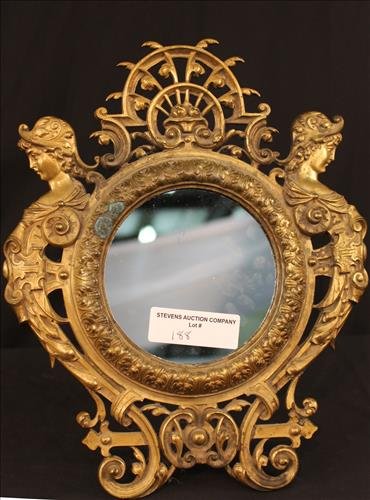 Very fine brass dresser mirror with ladies (1 of 3)