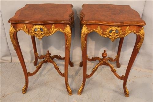 Matched pair mahogany French side tables (1 of 3)