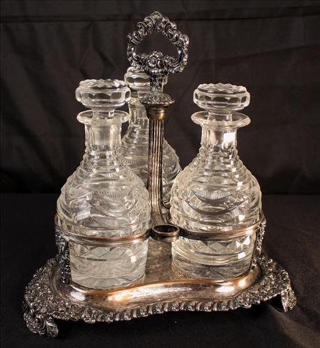 Victorian brilliant cut glass cruet set with stopper (1 of 2)
