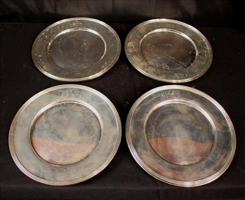 8 piece sterling silver chargers engraved MLSH (1 of 2)