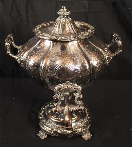 Victorian silver over copper coffee urn with handles (1 of 3)
