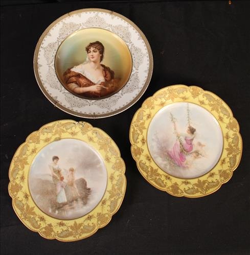 3 piece hand painted plates, 1 Rosenthal, 2 Sevres (1 of 4)