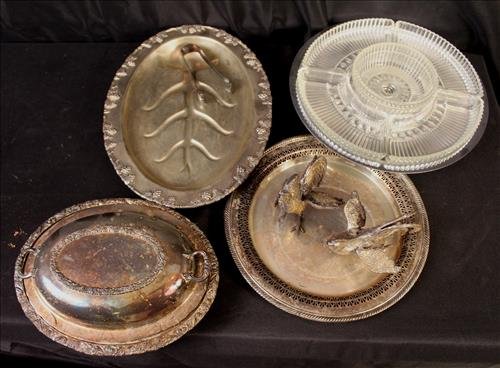 6 piece silver-plate serving trays and miscellaneous (1 of 1)