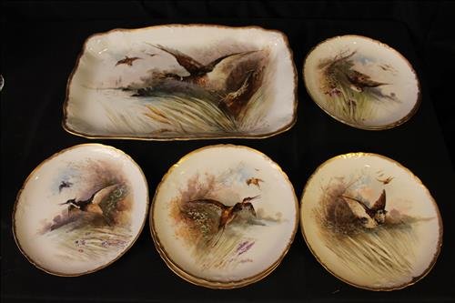 7 piece game set signed J.P. Limoges with birds (1 of 5)