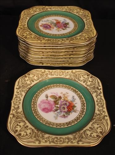10 piece Bavaria dessert plates, hand painted (1 of 3)