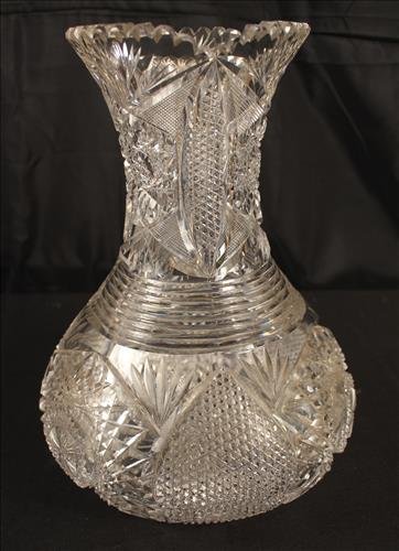 Heavy rare brilliant cut glass vase, 16 in. T, 6 in. (1 of 4)
