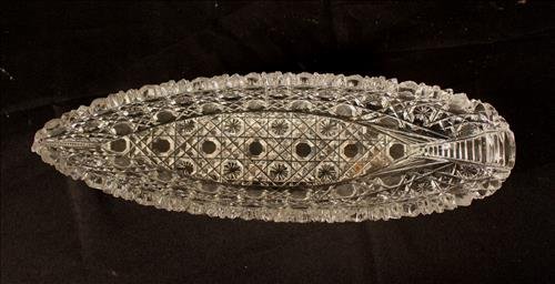 Brilliant cut canoe shape dish, 13.5 in. L, 2 in. T. (1 of 3)