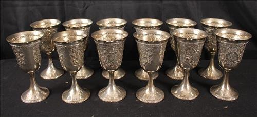 12 piece sterling silver goblets with monogram (1 of 5)