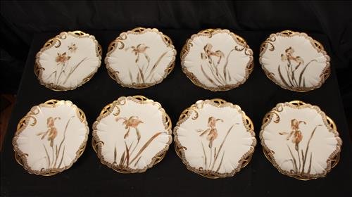 9 Haviland Limoges Orchidee plates, white and gold (1 of 5)