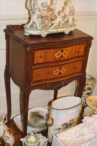 2 drawer French inlaid night stand (1 of 1)