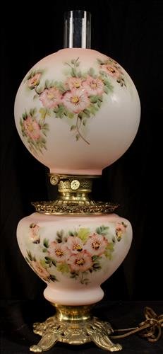 Gone with the wind lamp with pink flowers, 25 in. T (1 of 4)