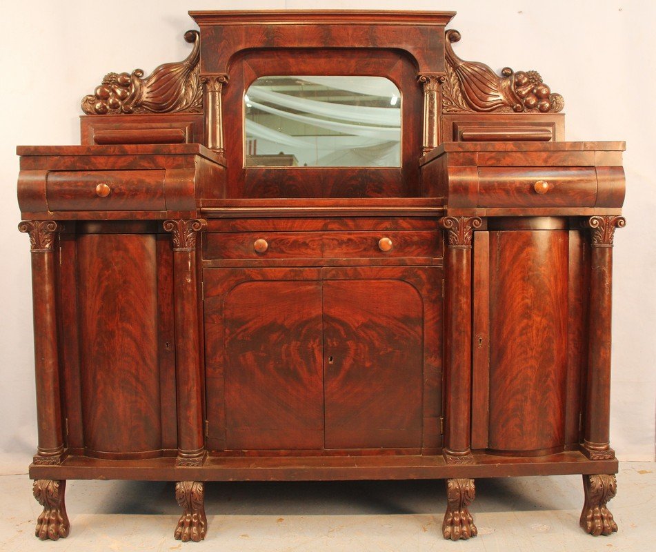 Mahogany Empire sideboard with column front (1 of 3)
