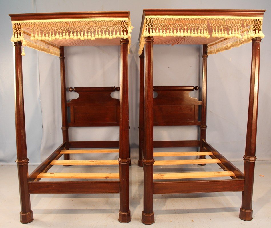 Pair twin size Empire mahogany tester beds (1 of 7)