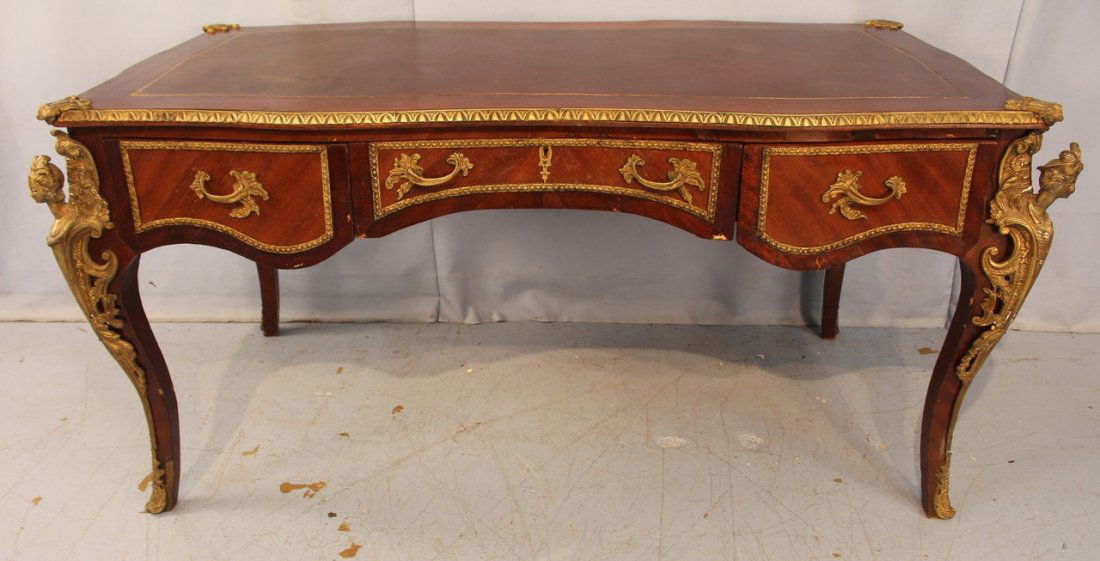 French desk with bronze armalou and heads (1 of 3)