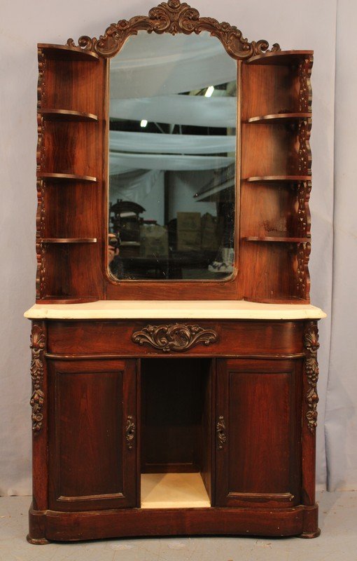 Rosewood vanity with drawers and marble top (1 of 6)