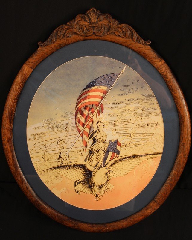 Colorful print of Lady Liberty with American flag (1 of 3)