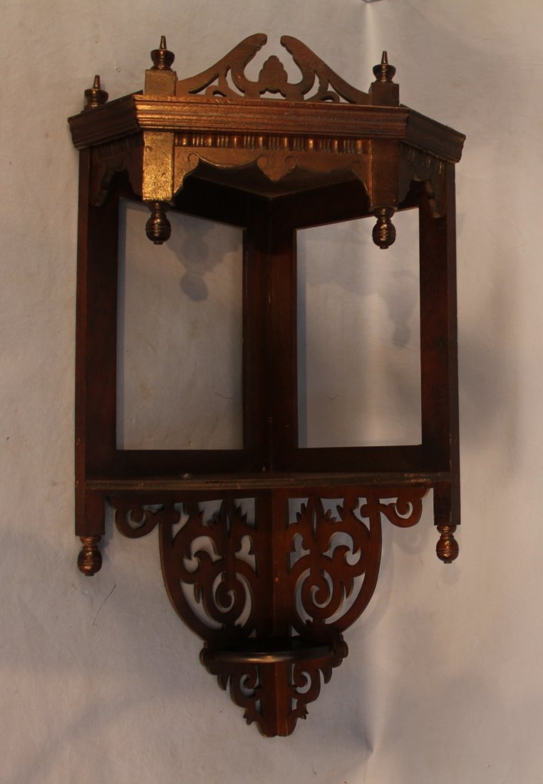 Chippendale open fretwork corner shelf, 49 in. T (1 of 3)