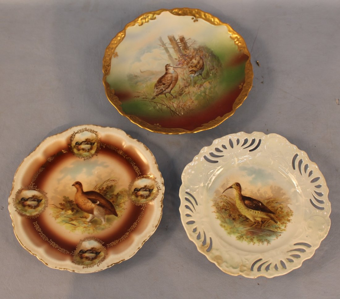 Three French game plates, 10 in. Dia. (1 of 2)