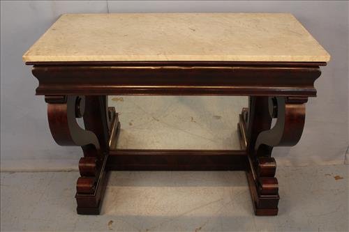 Large Empire pier table with scroll front and drawer (1 of 3)
