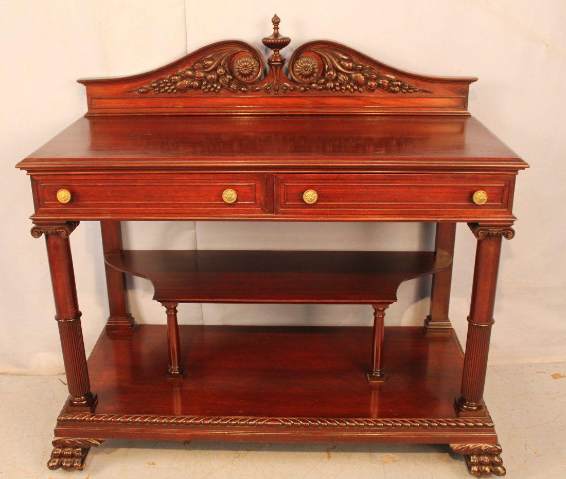 Solid mahogany Empire style server with claw feet (1 of 2)