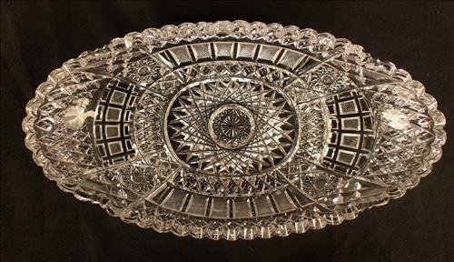Brilliant cut glass dish, 2 in. T, 6 in. W, 11 in. L. (1 of 2)