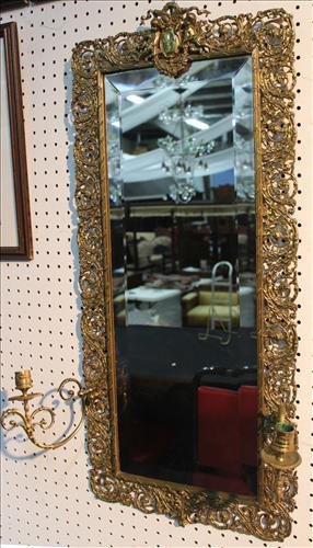 Large wide bevel mirror with candle holders and cherubs (1 of 3)