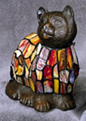 Multicolor Cat Lamp (11927): Tiffany-Style Animals, Amber