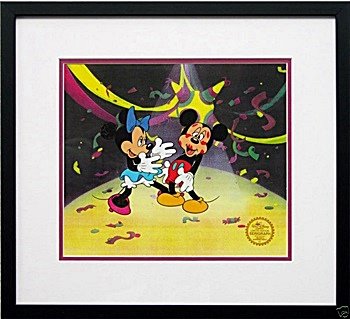 Disney Framed Mickey Mouse Animation Cel SUPRISE PARTY: Framed Disney Animation Limited Edition Sericel with the Seal of Authenticity from Walt Disney Company. This piece is framed and matted and in mint condition. The animated film "Donald's Golf Game," w
