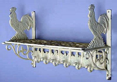 Rooster wall shelf (35492): Cast Iron, Wall Décor Dimensions : 11.50H 18.00W 8.00D