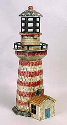 Lighthouse candle holder (35353): Cast Iron, Lanterns & Candle Holders Painted cast iron